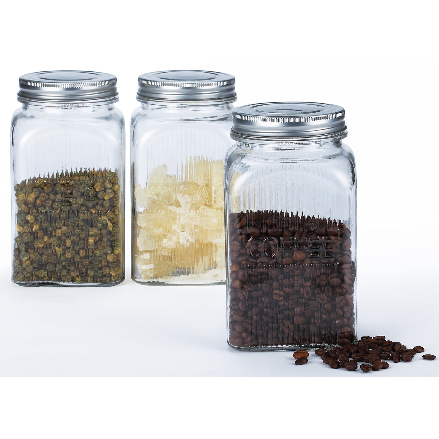 EuroHome Coffee, Tea, and Sugar Canister 3-Piece Set