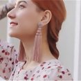 thumbnail image 2 of Pink Boho Extra Long Tassel Dangle Drop Earrings for Women Girls Handmade Knot Tail Fringe Big Statement Earring, 2 of 4