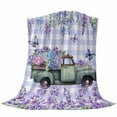 thumbnail image 6 of Purple Flowers Blanket Soft Cozy Warm Throw Blanket for Couch, Plush Fuzzy Flannel Fleece Blankets for Sofa, Weeping Spring Floral Truck Butterfly Checkered Bed Blankets Gifts for Men, 50"x80", 6 of 9