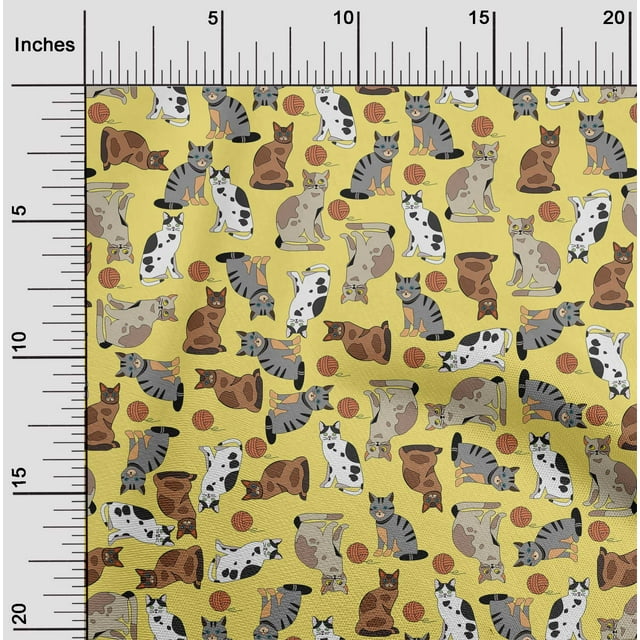 oneOone Polyester Lycra Lime Fabric Cat Sewing Craft Projects Fabric Prints By Yard 56 Inch Wide-TWG