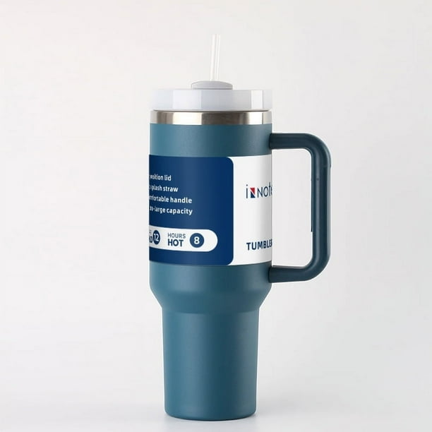 Vaso INNOTECHSC de 40 oz con Asa y Tapa con Pajita | Vaso Aislado, Botella de Agua Reutilizable de Acero Inoxidable, Taza de Viaje, Portavasos, Apto para el Hogar, la Oficina O el Automóvil
