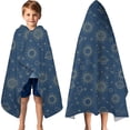 thumbnail image 3 of Blue Sun Moon Cloud Star Pattern Hooded Bath Towel，60"x35" for Ages 3 To 12 Kids, Quick Dry Lightweight Soft Microfiber Hood Beach Towel Cover Up for Kids, 3 of 7