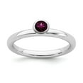 thumbnail image 2 of High 4mm Round Rhodolite Garnet Sterling Silver Ring, 2 of 11