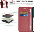 thumbnail image 5 of RFID Blocking Card Holder Slot for Samsung S22 Wallet Case, Folio Protective Wallet Pocket Credit Slots Retro Flip PU Leather Card Holder Kickstand Cover For Samsung Galaxy S22, Red, 5 of 10