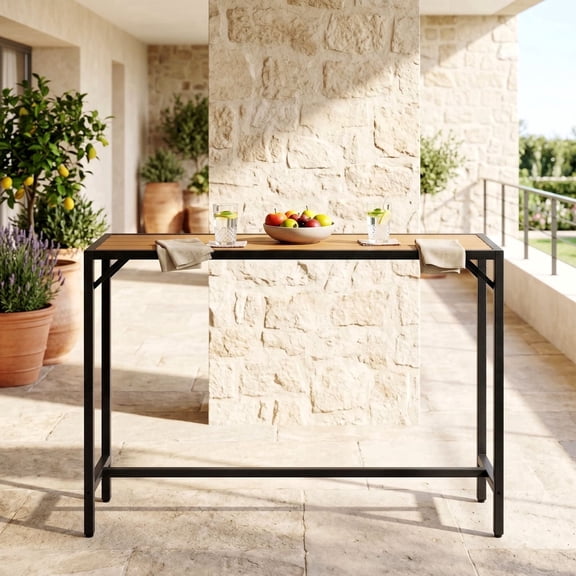 TLSUNNY 55" Long Bar Table, Counter Bar Height Table, High Top Table, Rectangular Hightop Bar Pub, for Kitchen, Living Room