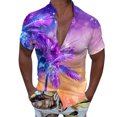thumbnail image 1 of Camisas De Vestir Para Hombre Manga Corta Hombres Casual Manga corta Primavera Verano Turndown Neck 3D Impreso Camisas Moda Top Blusa Camisas (Purple, XL), 1 of 4