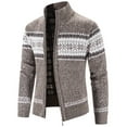 thumbnail image 3 of Lu's Chic Men's Long Sleeve Cardigan Sweaters Christmas Winter Thermal Cable Knit Thick Fleece Lined Slim Fit Zipper Sweater Comfy Business Casual Jackets & Coats Pocket Coffee 40, 3 of 5