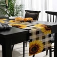 thumbnail image 4 of Yellow Sunflower Cotton Linen Table Runner 13 x 70 inch White Black Checkered Retro Art Non-slip Rectangular Dining Table Decor for Wedding Party Holiday Dinner, 4 of 8