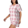 thumbnail image 2 of Daiia Plaid Heart Pattern Womens Pajama Sets Short Sleeve Pajamas for Women Sets Soft Lounge Sets Casual Round Neck Sleepwear PJS-X-Large, 2 of 7