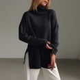 thumbnail image 2 of Women's Turtleneck Tunic Sweater, Womens Fall Sweaters, Long Sleeve Side Slit Casual Pullover Top, 2 of 7