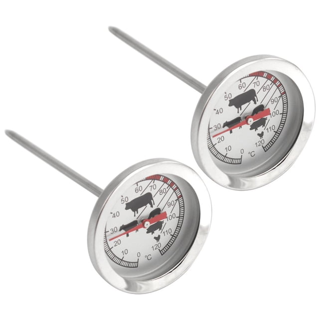 2x termómetro para asados de acero inoxidable - termómetro analógico para carne hasta 120 ° C - termómetro para parrilla - aguja para carne - 10 cm (002 piezas) oso de fresa Electrónica