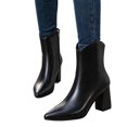 thumbnail image 7 of HAPIMO Women Ankle Boots Pointed Toe Chunky Block Heel V‑shaped Top Opening Zipper Faux Leather For Dating Dinner And Daily City Outings Black 42, 7 of 7