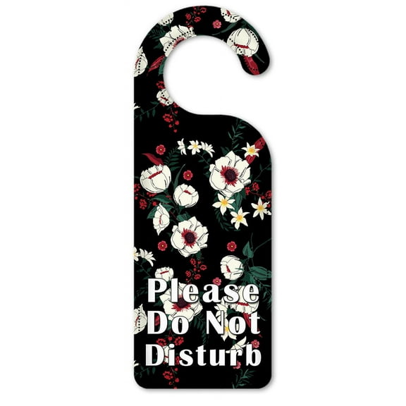 Do Not Disturb Door Knob Hanger Sign - Red & White Flower Toss