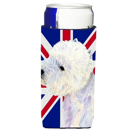 

Carolines Treasures LH9467MUK Westie with English Union Jack British Flag Ultra Hugger for slim cans Slim Can