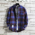 thumbnail image 2 of JGNGSHN Long Sleeve Plaid Shirt for Men Button Down Casual Loose Fit Flannel Spring Fall Lapel Shirts with Pocket, 2 of 4
