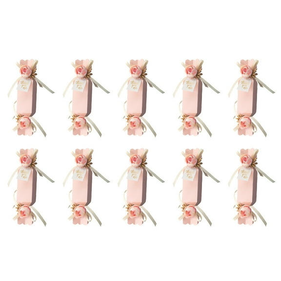 MERRYHAPY 10-Pack Candy Paper Boxes with Ribbons for Wedding Favors, Party Supplies, and Easy Assembly