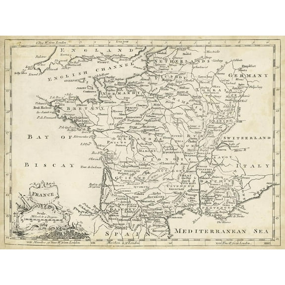 Art.com Map of France Art Print by T. Jeffreys, 16" x 12"