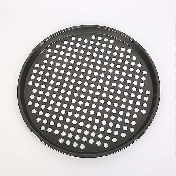 Moldes redondos para Pizza, bandeja grande antiadherente perforada para Pizza, horno profesional para parrilla para hornear, negro, 9 pulgadas, 1 pieza