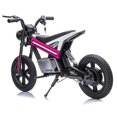 thumbnail image 4 of 24V Kids Electric Dirt Bike, 300W Motorcycle for Big Kids Ages 6-12, 13 MPH, 14" Inflatable Tires, Twist Grip Throttle, Rear Spring Suspension, Key Start, Bluetooth, Pink, 4 of 11