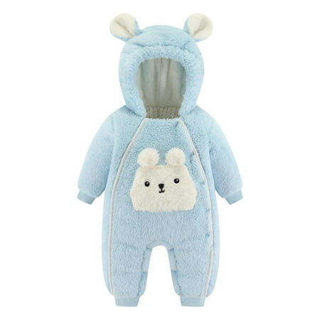 

Cute Bear Onesie for Newborn Baby Furry Warm Fleece One Piece Jumpsuit Bear Hooded Rompers for Winter Cozy Pajamas Clothes