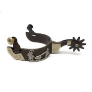 AJ Tack Mens Antique Brown Team Roping Spur Set with Latigo Straps