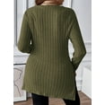 thumbnail image 2 of Cuteduck Women Plus Size Casual Ribbed Knit Blouse Fall Long Sleeve Sweater Square Neck Solid Top 1X-4X, 2 of 5
