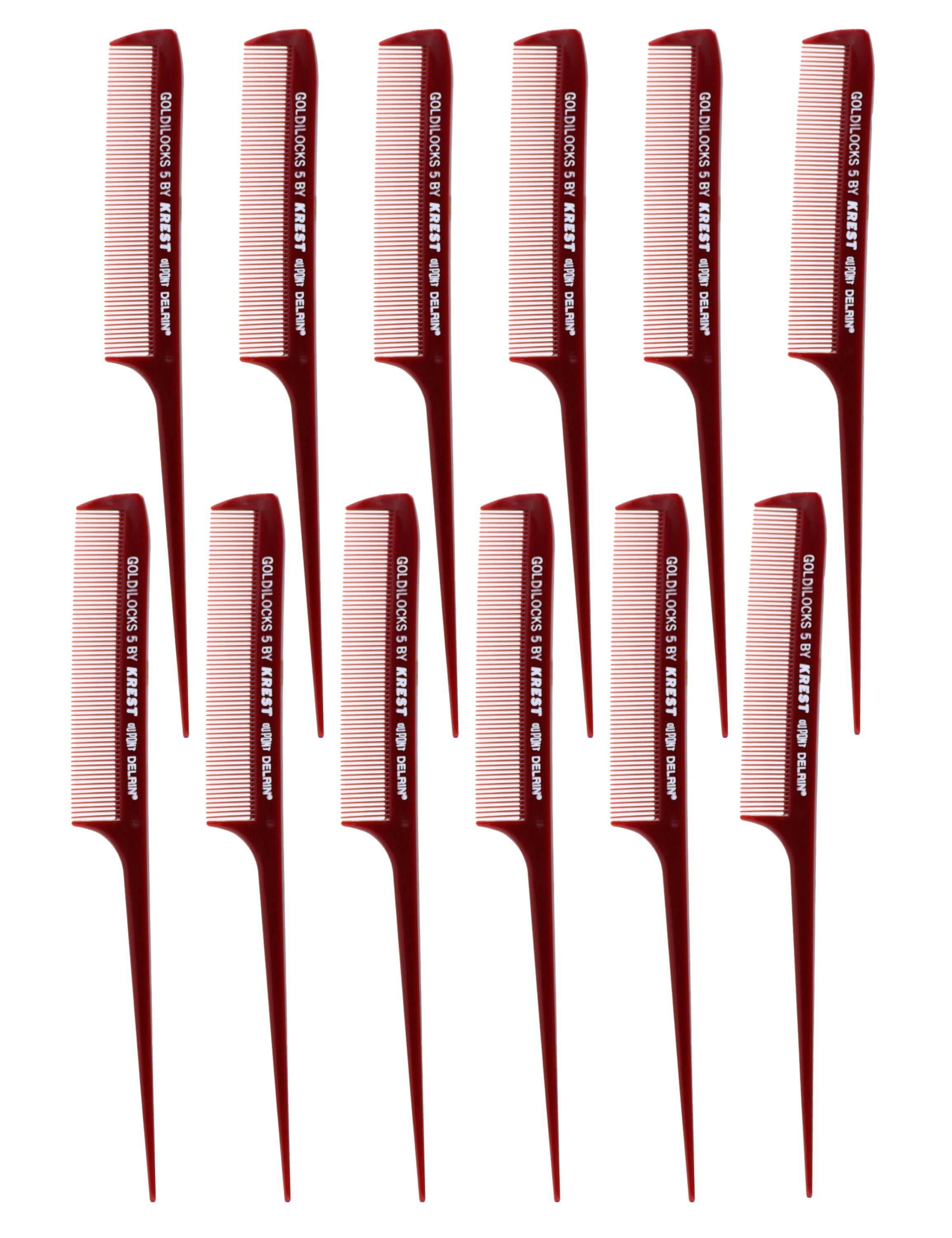 Krest Goldilocks G5 8.5 In. Rat Tail Comb Extra-Fine Tooth. Heat Resistant Hair Combs Rattail Burgundy. 1 Dz