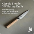 thumbnail image 3 of Shun Classic Blonde 3.5" Paring Knife, VG-MAX Core with Damascus Stainless Steel Cladding, Pakkawood Handle, Fruit and Vegetable Knife, 3 of 7