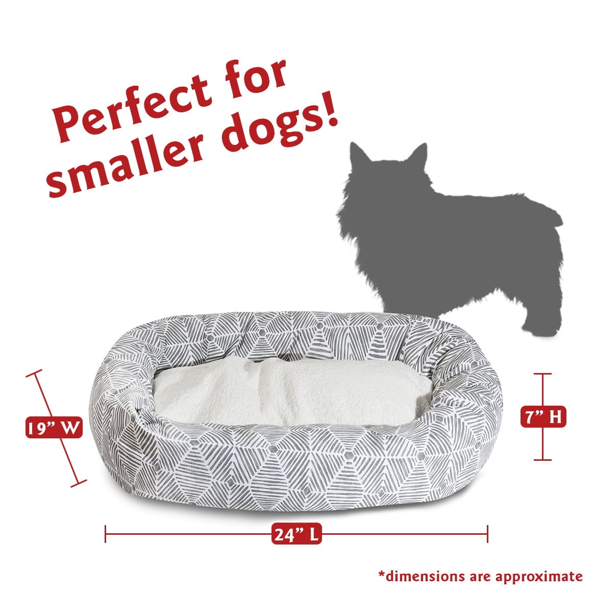 Majestic Pet Sherpa Charlie Bagel Pet Bed for Dogs, Calming Dog Bed Washable, Small, Gray