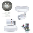 thumbnail image 4 of 2 Pieces Spotlight LED Accent Lights Battery Powered Powered Adjustable Remote Control Rotatable Focus Desk Lamp Display Closet Home Ceiling, 4 of 9