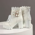 thumbnail image 6 of Wavsuf Cowgirl Boots for Girls Winter Lace with High Heel Short Ankle-High White Shoes Size 41, 6 of 8