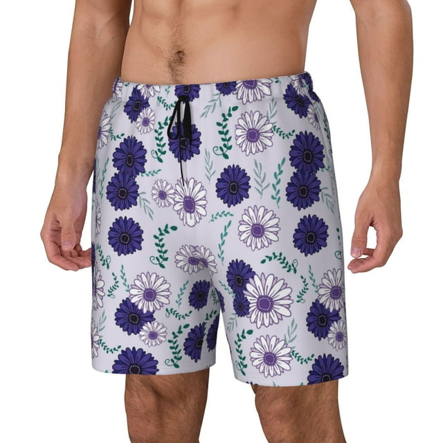 KLL Daisies Flowers for Mens Swim Trunks Quick Dry Swim Shorts with Built-in Compression Liner Funny Swimwear Bathing Suits-XX-Large
