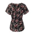 thumbnail image 3 of MixMatchy Women's Floral Relax Fit Flutter Short Sleeve Blouse Top, 3 of 4