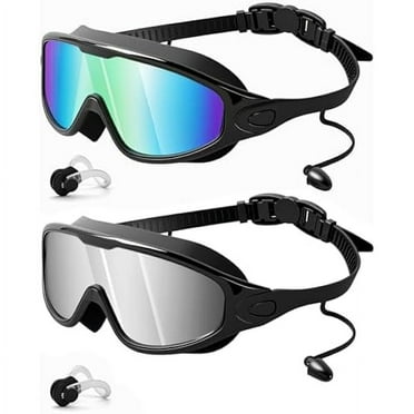 Swim Goggles 2 Pack, Wide View Anti Fog&UV Swimming Goggles for Audlt, No Leaking Pool Accessories for Men Women Kid