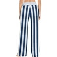 thumbnail image 4 of FREEAMG Women Pajama Pants Lounge Pants Long Stretch Comfy Sleepwear Navy Blue White Stripes, 4 of 7