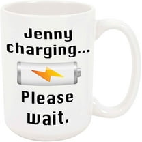 Jenny Charging Coffee Mug - Personalized Ceramic Cup with Name, Custom Mug, Customized Birthday/Christmas Gift, Holiday Present, 11 Oz