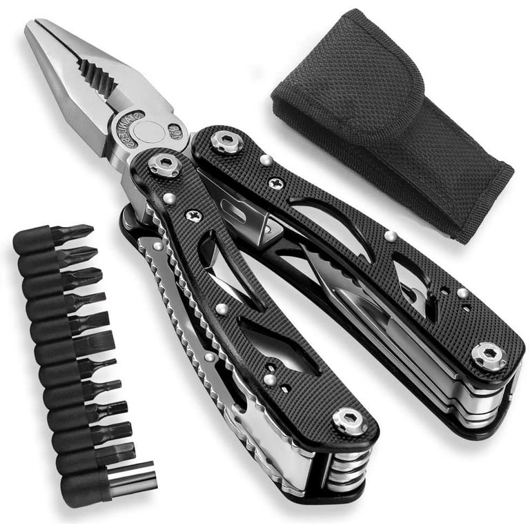 Multitool 24-in-1 with Mini Tools Knife Pliers and 11 Bits - Multi Tool All  in One Multi Function Gear for Men Best Multi-tool Kit for Work EDC