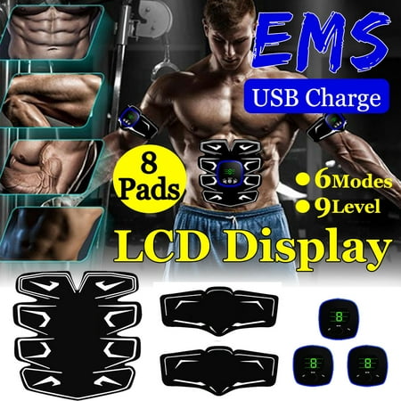 USB Charge ABS Stimulator with LCD Display, Arm Leg Abdominal Muscle Training Body Office Home Shape Fitness Exercise