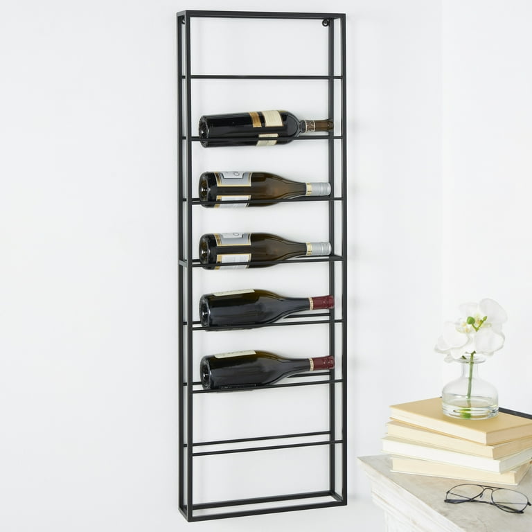 Black metal wall wine rack hotsell