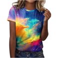 thumbnail image 2 of kttectoa Loose Fit Comfy T-Shirt Casual Blouses Womens Summer Tops Nebula Graphic Blouse Round Neck Short Sleeve Tunic Tops for Women Trendy Nightout, 2 of 4