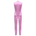 thumbnail image 2 of CHICTRY Kids Girls Metallic Long Jumpsuit Sleeveless Gymnastics Acrobatics Full Length Unitard Bodysuit Pink 8, 2 of 5