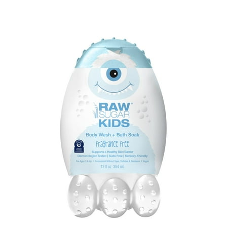 Raw Sugar Kids 2-in-1 Bath Soak   Body Wash, Fragrance Free, 12 fl oz