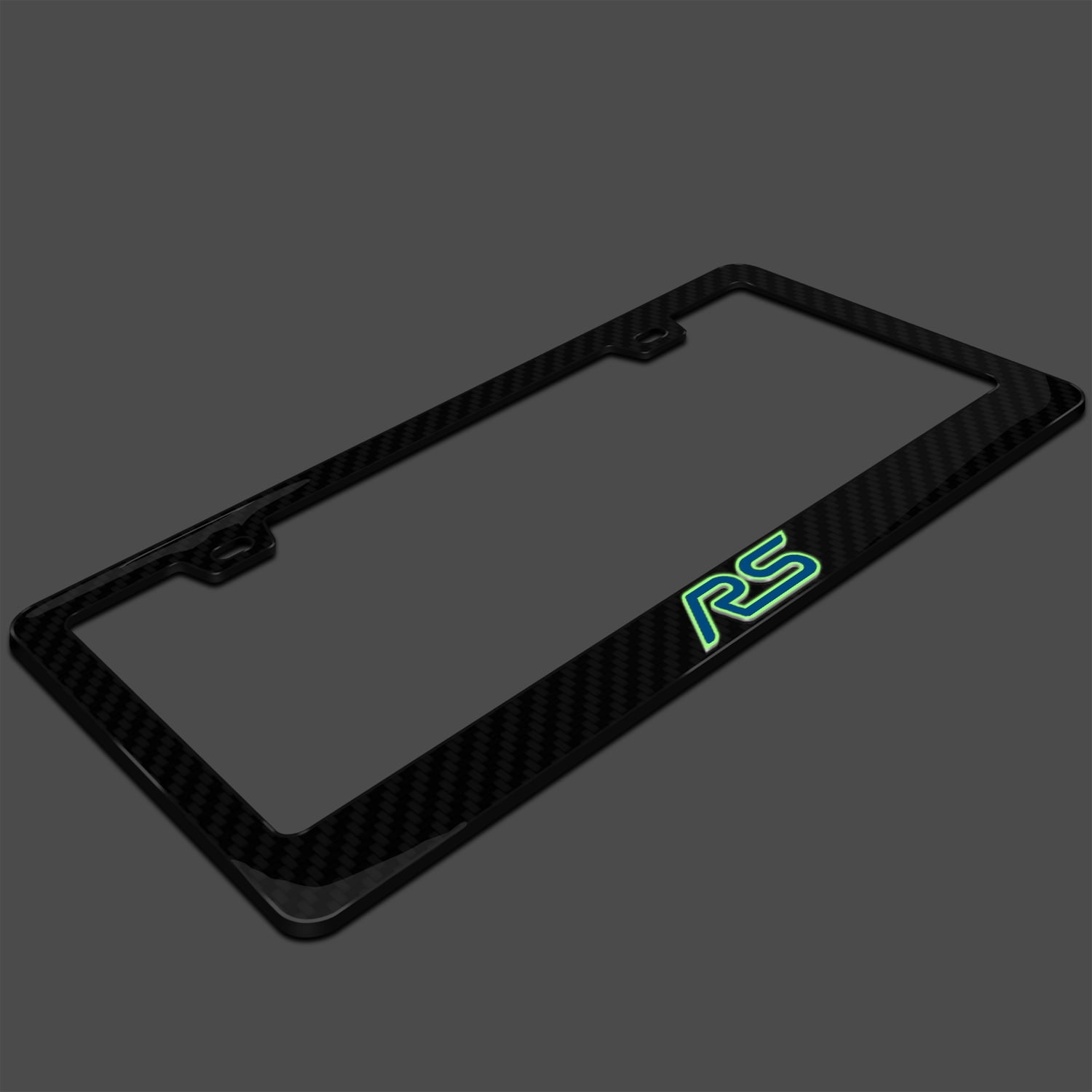 iPick Image for Ford Focus RS 3D Night Glow Luminescent Logo on Real Carbon Fiber ABS License Plate Frame, Official Licensed
