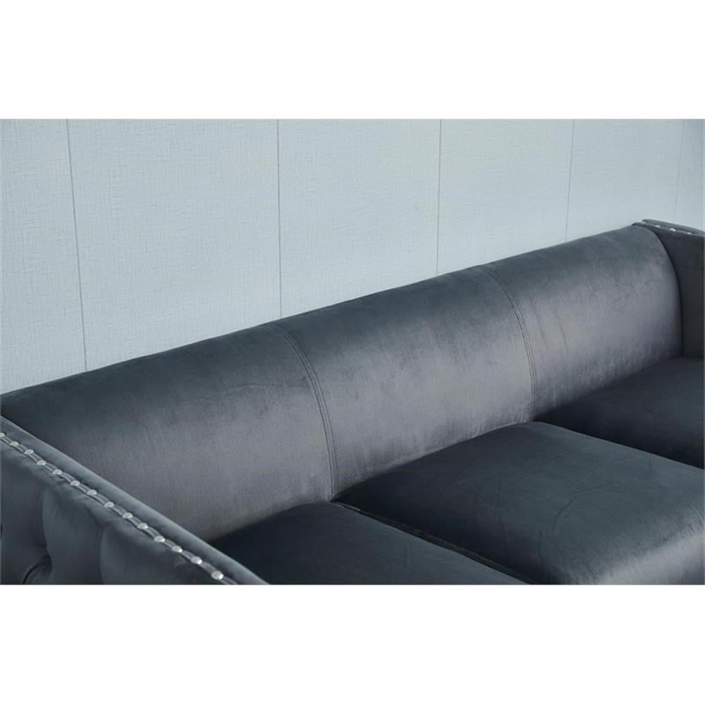 Home Square 3-Piece Set with Velvet Livingroom Sofa and 2 Chairs in Gray