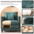 thumbnail image 3 of Modern Accent Chair,Linen Single Sofa Chair,Modern Reading Armchair with Pillow for Living Room,Bedroom,Dark Green, 3 of 8