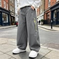 thumbnail image 2 of Tranfacy Boys 5-15 Years Fall Pants Sports Sweatpants Elastic Waist Large Pockets Casual Trousers, 2 of 4