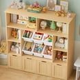 thumbnail image 6 of Hiphuta Large 4 Tier Kids Bookcase, Wood Toy Organizer of 6 Boxes & 4 Removable Drawers, Bookshelf for Kids Room Classroom, Natural, 6 of 7