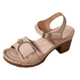 thumbnail image 6 of Buckle Dressy Sandals for Women Ladies 2025 Fashion Peep Toe Platform Chunky High Heels Summer Dress Shoes, 6 of 7