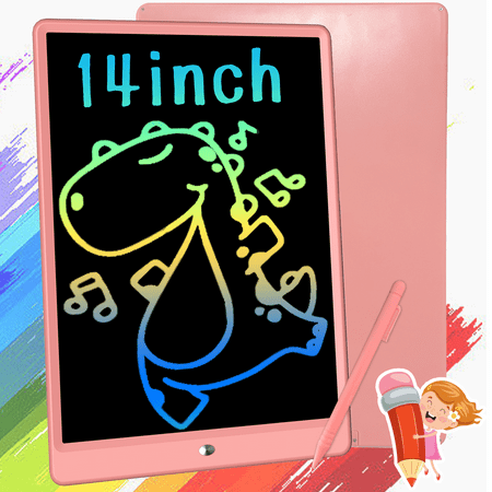 Richgv LCD Writing Tablet, 14 Inches Writing Doodle Board Electronics Pads for Kids Adults, School Supplies Notebook Kids Writing Tablet Drawing pad 14" Pink