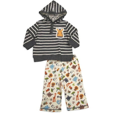 

Pepper Toes - Baby Boys Long Sleeve Zoo Pals Hoody Pant Set 30335-3Months (CHARCOAL)